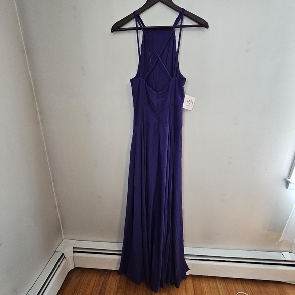 Fame and Partners Gown Purple Maxi Dress Cutouts Sleeveless Formal Slit Womens 6 - Picture 7 of 11
